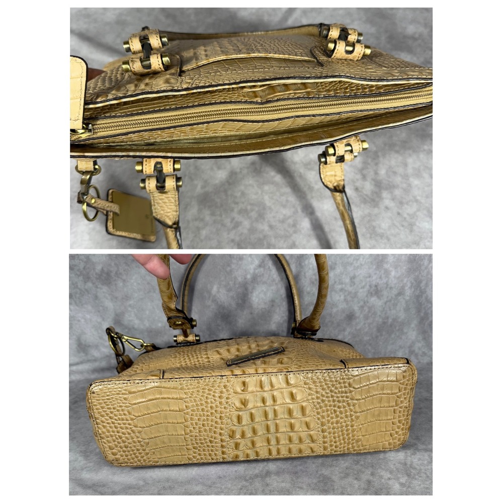 Vtg Etienne Aigner Tan Croc Embossed Leather Satchel Shoulder Handbag Purse Gold - Picture 4 of 8